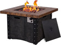 Afterglow Outdoor TerraFab Propane Fire Pit Table for Outside Patio Backyard Garden, Firepit Table with Weather Cover and Lava Rocks，50000 BTU，34.5”X34.5”X23.8”H, Black, CSA Certificated