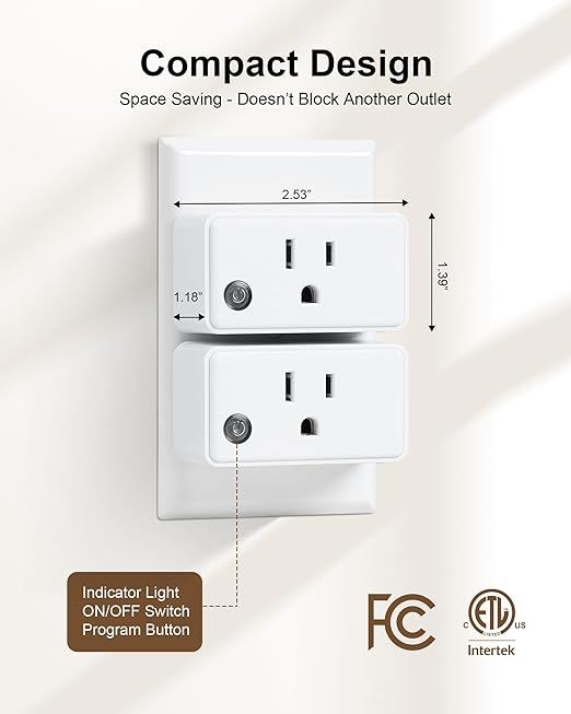 Remote Control Outlet Wireless Wall Mounted Light Switch, 3 Independent Control Outlets, 200FT RF Range, Mini Outlet Plug, 15A/1875W High-Power for Lamps, Lights, Household Appliances, ETL Listed