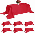 6 Pack Red Tablecloth 90 x 132 Inch Table Cloth for 6 Foot Rectangle Tables, Wrinkle Resistant Washable Polyester Fabric Table Covers for Party, Wedding,Dining,and Banquet