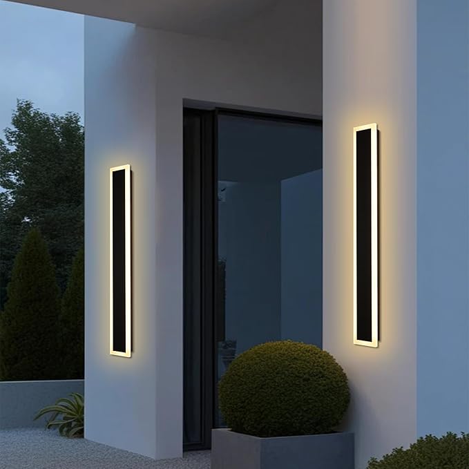 2 Pack Modern Outdoor Long Wall Lights Fixture,40 inch Outdoor LED Wall Sconce Light,Dimmable Outside Wall Led Linear Lights,Exterior Lighting Fixtures for Garage,Porch,Patio,Front Door