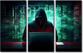 TUMOVO Hacker Malware Wall Art AI Big Data Canvas Art Prints Hacker Artwork 3 Pieces Canvas Wall Art Wall Decor Hacker Posters and Prints Contemporary Home Decor Framed Ready to Hang, 42" Wx28 H
