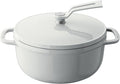 Vermicular Oven Pot 2.0 | Lightweight Enameled Cast Iron Pot | 18cm (2 Qt) | Non-Toxic | Induction-compatible | Dutch Oven | Made in Japan | Sea Salt White