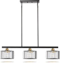 TALOYA Pendant Lights Kitchen Island Black and Gold, 3-Light Crystal Pendant Light Modern, Height Adjustable Chandelier Hanging Island Light Fixtures for Kitchen Dinning Room(Bulb Not Included)