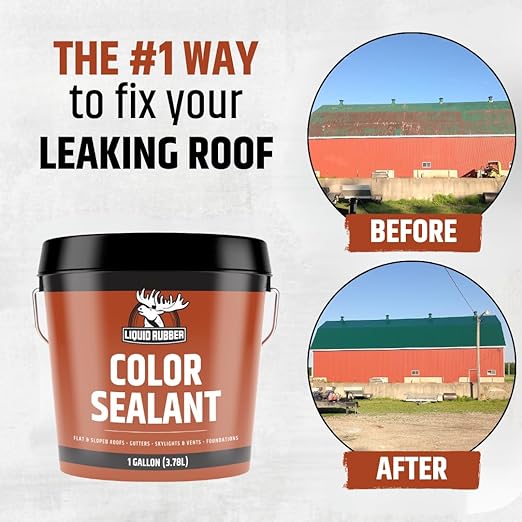 Liquid Rubber Color Waterproof Sealant - Elastomeric Roofing Coating for Flat or Slope Roofs & Foundations - DIY Paint & Leak Repair Membrane Compatible with Metal & Concrete - Hunter Green, 1 Quart