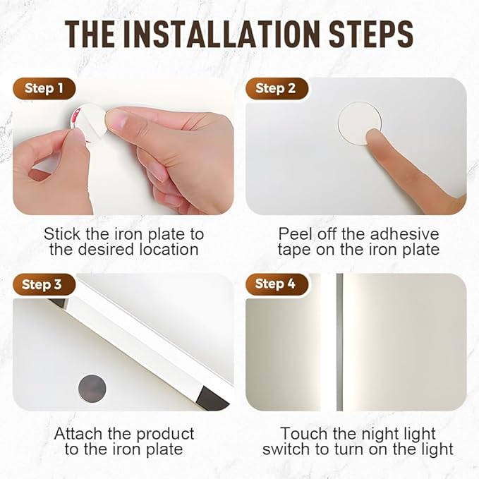 Punch-Free Smart Sensor Magnetic Rechargeable LED Lights, 2026 Upgraded Lntelligent Motion Sensor Light Strip, 3 Colors-Dimmable, Under Cabinet Lighting Wireless (2, White Light, 10cm/3.9in)