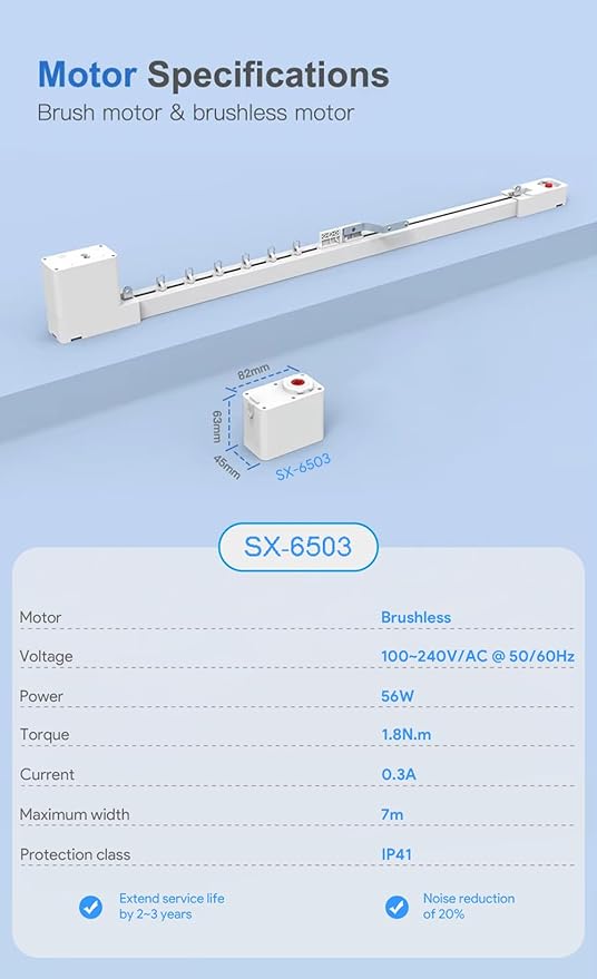 Mini RS485 Smart Curtain System, Pre-Assembled S-Fold Automatic Curtain Opener with Remote, 1.8N Quiet Motorized Curtain Track for Home & Office (2.0 meters (78.7 inches))