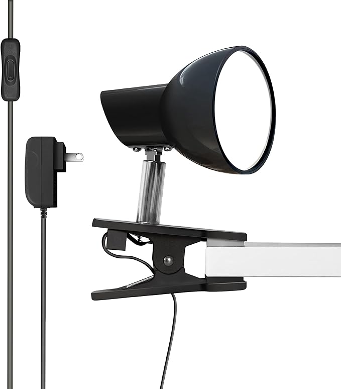 Clamp Light, Super Bright Clip Lamp for Book Reading in Bed Headboard Light, Easy to Attach Illumination Powerful Small Compact Clamp Lamp Black