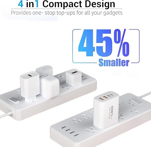 2Pack iPhone 17 16 15 Pro Max Fast Charging Block,6FT USB C to C Woven Cable Cord 40W USB C Apple Charger 4 Port PD&AC Charger Block Fast Charging for iPhone 17 Air/16e/17/16 /15 Plus/Pro/Pro Max/iPad