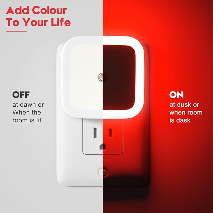 Sujeet Night Light, Night Lights Plug into Wall 8-Pack, Nightlight Plug in Night Light, Dusk to Dawn Night Lamp Led (Red)