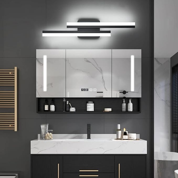PRESDE 24 Inch LED Vanity Light Bar, Modern Black Bathroom Lighting Fixture Over Mirror