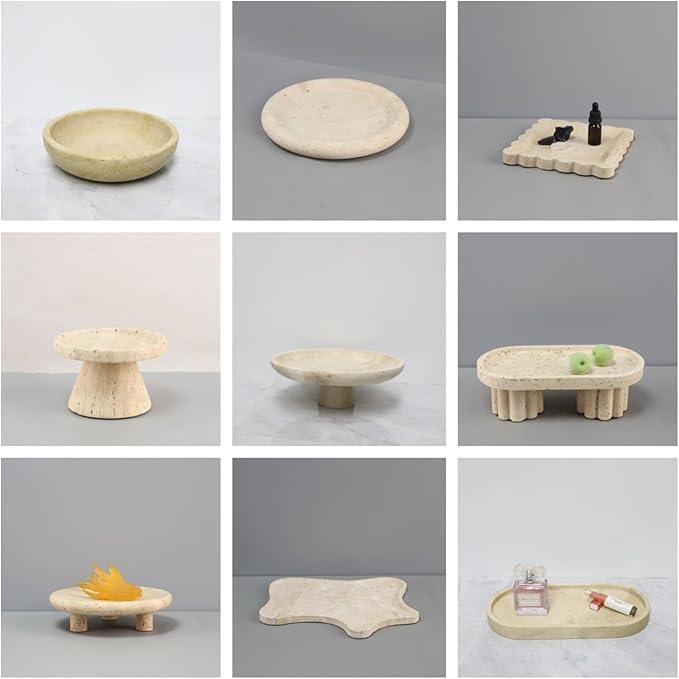 Modern Style Marble Tray Organizer - Modern Stone Decoration for Living Room, Dining Table, Office - Stylish Key and Jewelry Holder(Beige15)