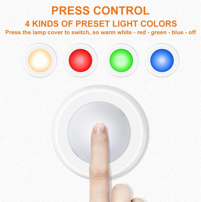 LED Puck Lights With Remote, 13 Colors RGB Dimmable Under Cabinet, Battery Powered Color Changing, Party Atmosphere for Kitchen Closet Counter, 12 Pack