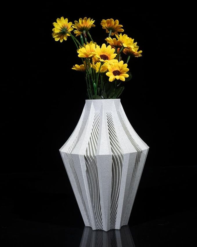 Aether Gray Vase – Modern Architectural Design | Eco-Friendly Home Decor (Primary color:Black;)