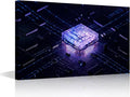 TUMOVO 1 Panel Wall Art Glowing CPU Poster on Canvas, USA Art Paintings CPU Concept Picture Giclee Internet Concept Artwork Prints for Modern Office Home Decoration, 18x12in