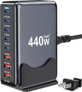 440W USB C Charger Block, 8-Port Fast USB Charging Station Dual PD 100W GaN Ⅲ Pro Charging Station For Multiple Devices, Laptop Charger Adapter Compatible with MacBook, DELL, iPad, iPhone, Samsung etc