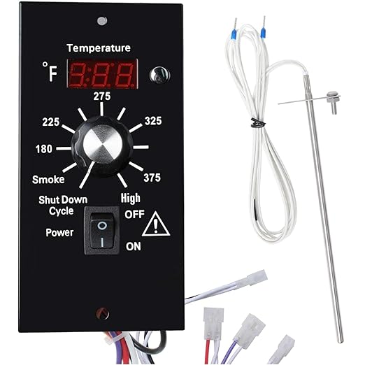 Digital Thermostat Kit Compatible with Traeger Pellet Grills BAC200 BAC388 BAC389 BAC382 Replacement Parts with LED Display Temperature Control Panel & 7" RTD Temperature Sensor Probe BAC236 BAC283