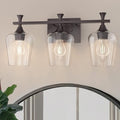 3 Light Bathroom Vanity Light - Black Bathroom Lighting Fixtures Over Mirror, Modern Wall Sconces with Transparent Glass Lampshade for Bedroom Living Room Kitchen Cabinet Stair Hallway
