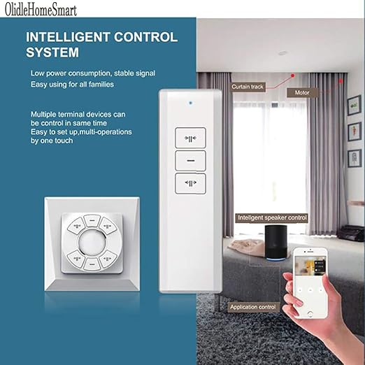 DIY WiFi Smart Automatic Curtain Motor Track System, Automatic Curtain Motor, Blinds Tracks, Length can be Customized (White, 2.2m)