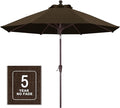 MASTERCANOPY Olefin 5-Year-Non-Fading 9ft Patio Umbrella with Tilt and Crank, Large UV Resistant Outdoor Table Umbrella with 8 Fiberglass Ribs for Deck, Yard & Market, Light Coffee