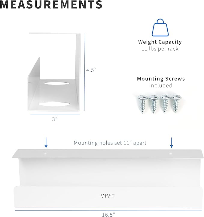 VIVO 2 Pack Under Desk 17 inch Cable Management Tray, Cord Organizer, Home Office Desk Accessories, White, DESK-AC06-2CW