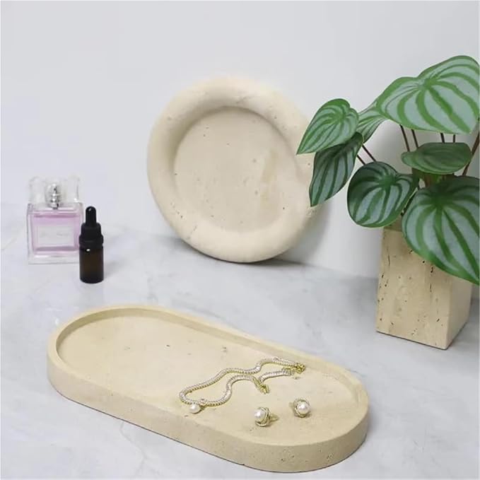 Modern Style Marble Tray Organizer - Modern Stone Decoration for Living Room, Dining Table, Office - Stylish Key and Jewelry Holder(Beige5)