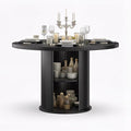 Farini 43" Round Dining Table for 4-6 with Storage Space,Modern Kitchen Room Table with Wood Top & Sturdy Metal Base,Black