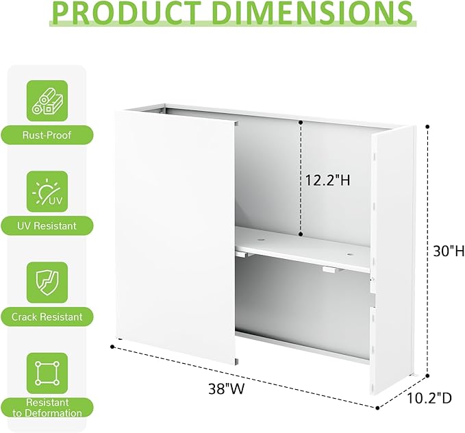 Planter Box Outdoor 38"W x 10.2"D x 30"H- Tall Rectangular Planters for Outdoor Patio/Porch, All-Weather with Anti-dumping Kit, Durable Galvanized Steel, Modern Design for Plants, Flower,Garden