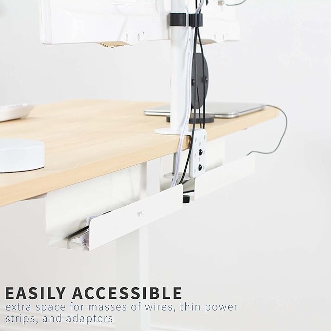 VIVO 2 Pack Under Desk 17 inch Cable Management Tray, Cord Organizer, Home Office Desk Accessories, White, DESK-AC06-2CW