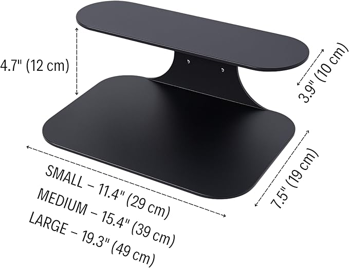 Black Metal Floating Nightstand – Wall Mounted Bedside Shelf for Bedroom, Minimalist Modern Floating Shelf, Powder-Coated Steel Wall Rack (Medium - 15.4")