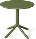 Costaelm Small Patio Table, Outdoor Round Dining Table, Weather Resistant Outside Table for Poolside Deck Lawn Garden Backyard, Olive Green