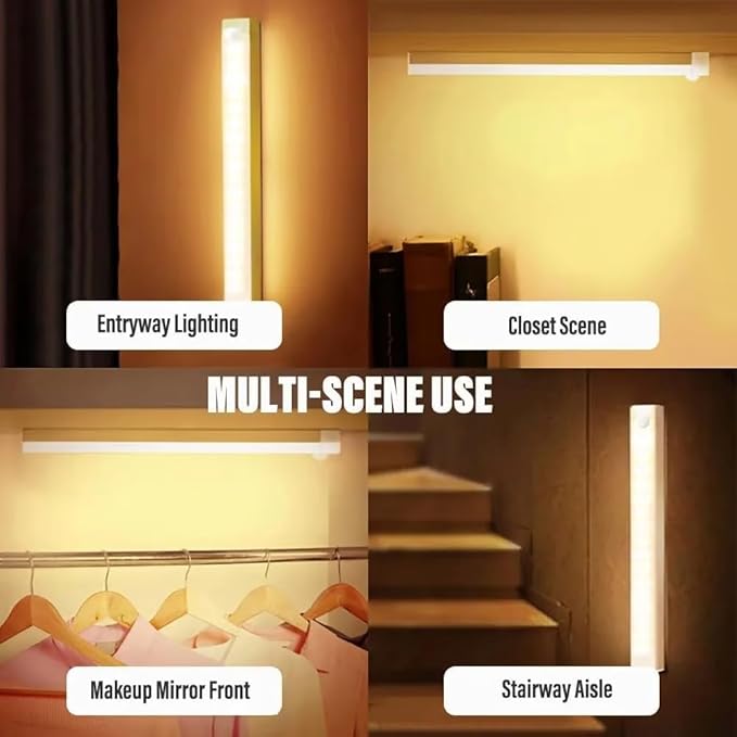 2025 Upgraded Punch-Free Smart Sensor Magnetic Rechargeable LED Lights, Rechargeable Motion Sensor Light, Wireless Motion Sensor Indoor Lights, Stick On Lights for Kitchen/Stairs (8PC-White, 3.9in)