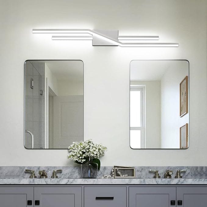SOLFART 40 Inch Bathroom Light Fixtures Vanity Lights Over Mirror Brushed Nickel LED Light Fixtures Vanity Lights for Bathroom DIM