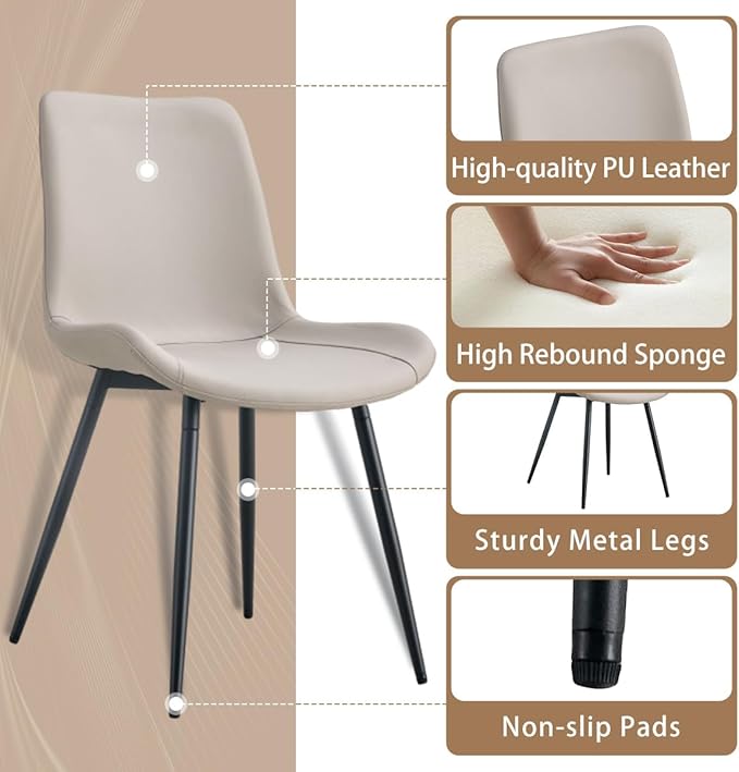 50'' Dining Table Set for 4, Dining Room Sets for 4, Sintered Stone Dining Table Chairs Set of 4, Easy to Assemble，Suitable for Small Spaces