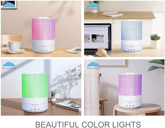 BlueHills Premium Large 2000 ML and 2500 ML XL Essential Oil Diffusers Humidifier Combo Set of 2 for Large Room Home with Décor LED Lights Great Gift – Value Pack of White