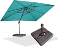 PURPLE LEAF 10' X 13' Patio Cantilever Umbrella with Base Rectangle Umbrella Outdoor with Aluminum Offset Hanging and 360° Rotation for Pool Garden Deck Patio, Turquoise