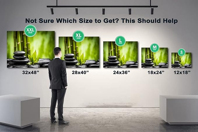 GUTTATY Zen Wall Art Decor, Modern Bathroom Zen Decor Wall Art, Relaxing Canvas Wall Art for Spa Zen Room Decor, Green Bamboo Forest and Pebble Art Prints for Office & Spa Wall Decor 12x18 Inches