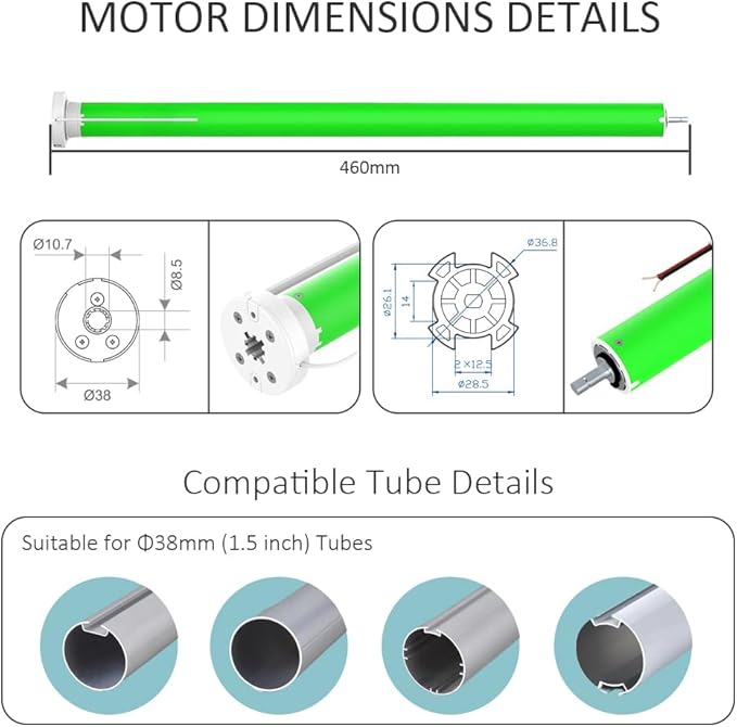 Smart WiFi Roller Shade Motor for 1.5" (38mm) Tube, Tuya App Alexa Voice Control No Hub Needed, 1.1Nm/2Nm Electric Blind Motor Retrofit Kit, RF Remote & Schedule Timer (2.0N.m Torque for 25rpm)