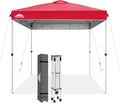 EAGLE PEAK Pop Up Canopy Tent with Wheeled Carry Bag, 8 Stakes, 4 Ropes, Easy Set Up Tent Canopy, 8x8 ft, Red