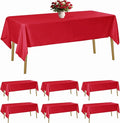 6 Pack Red Tablecloth 60 x 120 Inch Table Cloth for 8 Foot Rectangle Tables, Wrinkle Resistant Washable Polyester Fabric Table Covers for Party, Wedding,Dining,and Banquet