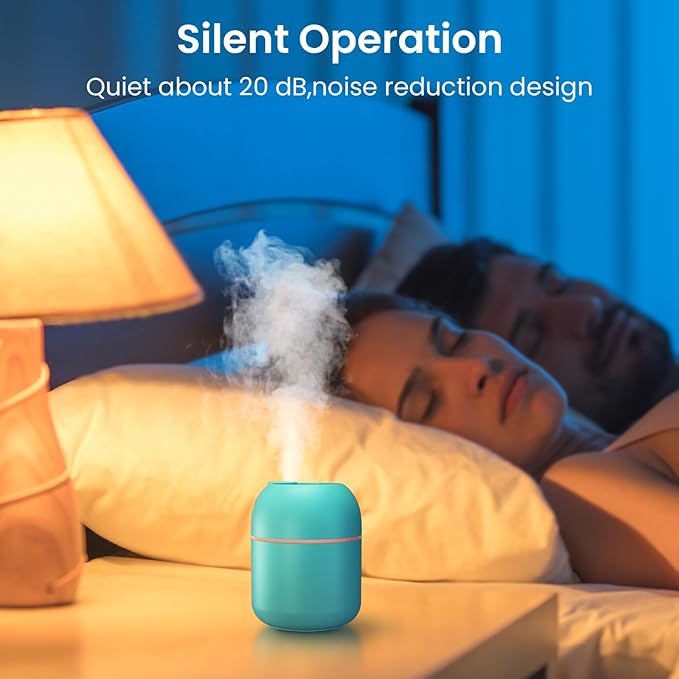 Portable Small Humidifier, WUTAER USB Personal Desktop Humidifier for Car, Office Room, Bedroom, Auto Shut-Off, 2 Mist Modes, Super Quiet(220ml, Green)