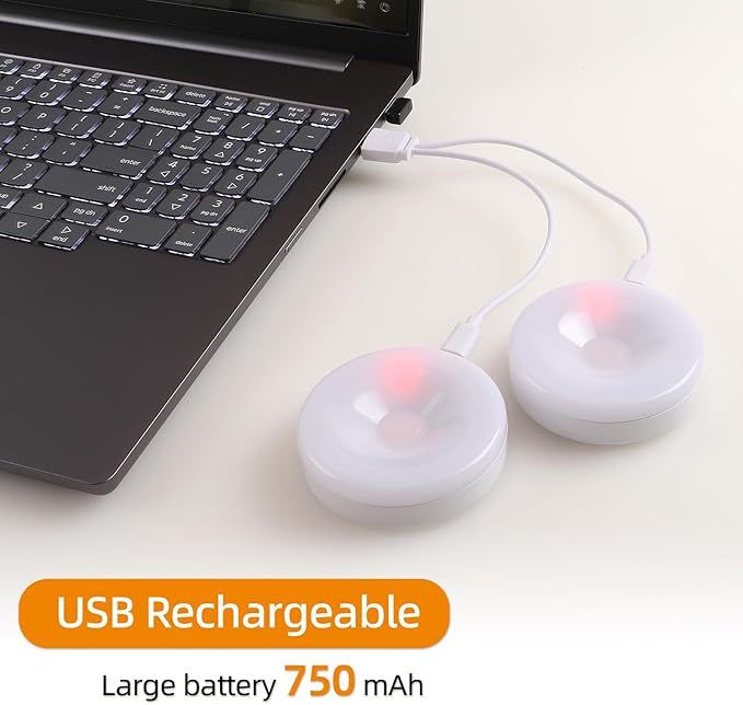4 Pack Rechargeable Puck Lights with Remote & Touch Control, Wireless Under Cabinet Lighting, 3 Color Temperatures & Dimmable Stick on LED Lights, Magnetic Tap Light for Closet, Shelf Display, Kitchen