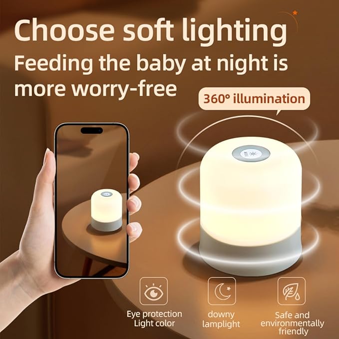 Portable Baby Night Light，Touch Lamp for Bedroom, Rechargeable 2400mAh Small LED Table Lamps, Remote Control, 3 Color Egg Nightstand Lamp,Breastfeeding, Sleep Aid,