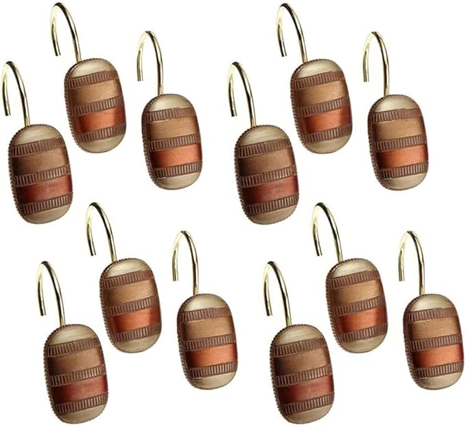 Zahari Home 13pc Contempo Bathroom Shower Curtain Sets Luxury Classic Shower Curtain & 12 Shower Curtain Hooks Contemporary Fabric Shower Curtain Unique Design Stylish Striped Shower Curtain Set