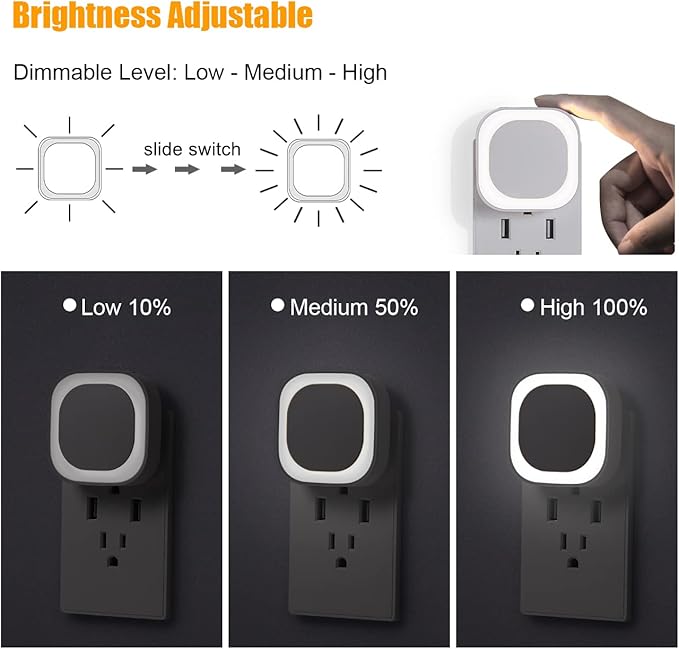 YUNLEX 6 Pack Daylight White Night Light, Gentle Eye-Care with Dimmable Wide-Glow, Indirect Reflection, Auto Dusk to Dawn Sensor, Plug in for Hallway, Kitchen, Garage, Laundry, as Mother Gifts