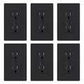ELEGRP Smart Plug, Smart in-Wall Outlet Compatible with Alexa and Google Assistant, 2.4GHz Wi-Fi Smart Receptacle with Energy Monitoring, No Hub Required, UL Listed, Black, 6 Pack