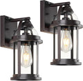 OKELI Dusk to Dawn Outdoor Wall Lights, Waterproof Lighting Fixtures Rustic Farmhouse Wall Lanterns with Clear Glass Shades Anti-Rust Outside Lights for Garage Patio Porch(Brown, 2 Pack)