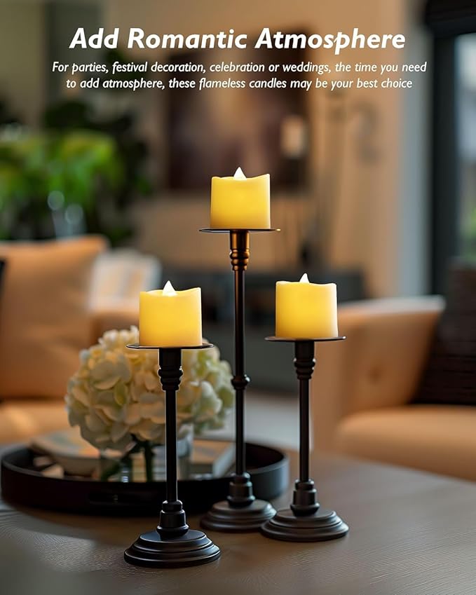 Homemory 24Pack 400+ Hour Timer Remote Control Flameless Votive Candles, Battery Operated LED Tea Lights in Warm White for Outdoor, Table, Halloween, Christmas-Ivory Base