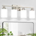 MOKATNG 4-Light Vanity Light with Milky White Shades, Brushed Nickel Bathroom Lighting Fixtures Over Mirror, Modern Bathroom Wall Lamp for Mirror Living Room Cabinet Bedroom