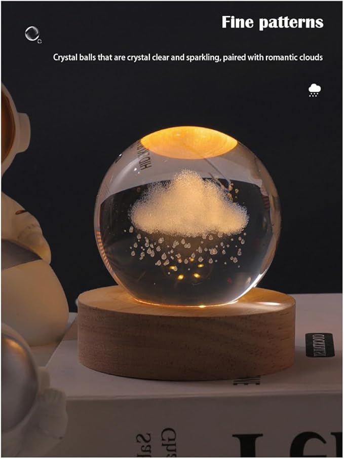 3D Crystal Ball Night Light Mood Lighting Cozy Comfort Gifts Home Decor lamp for Bedroom Space Lamps Happy Cozy Comfort Gifts (The Galaxy)