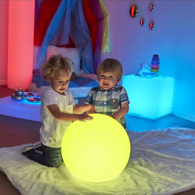 16 In Cordless LED Glowing Ball Light, LED Globe Orb Night Light w/Remote,16RGB Color Changing Waterproof Light Up Ball Rechargeable Indoor/Outdoor Mood Lamp for Nursery Garden Patio Party Bar Decor.
